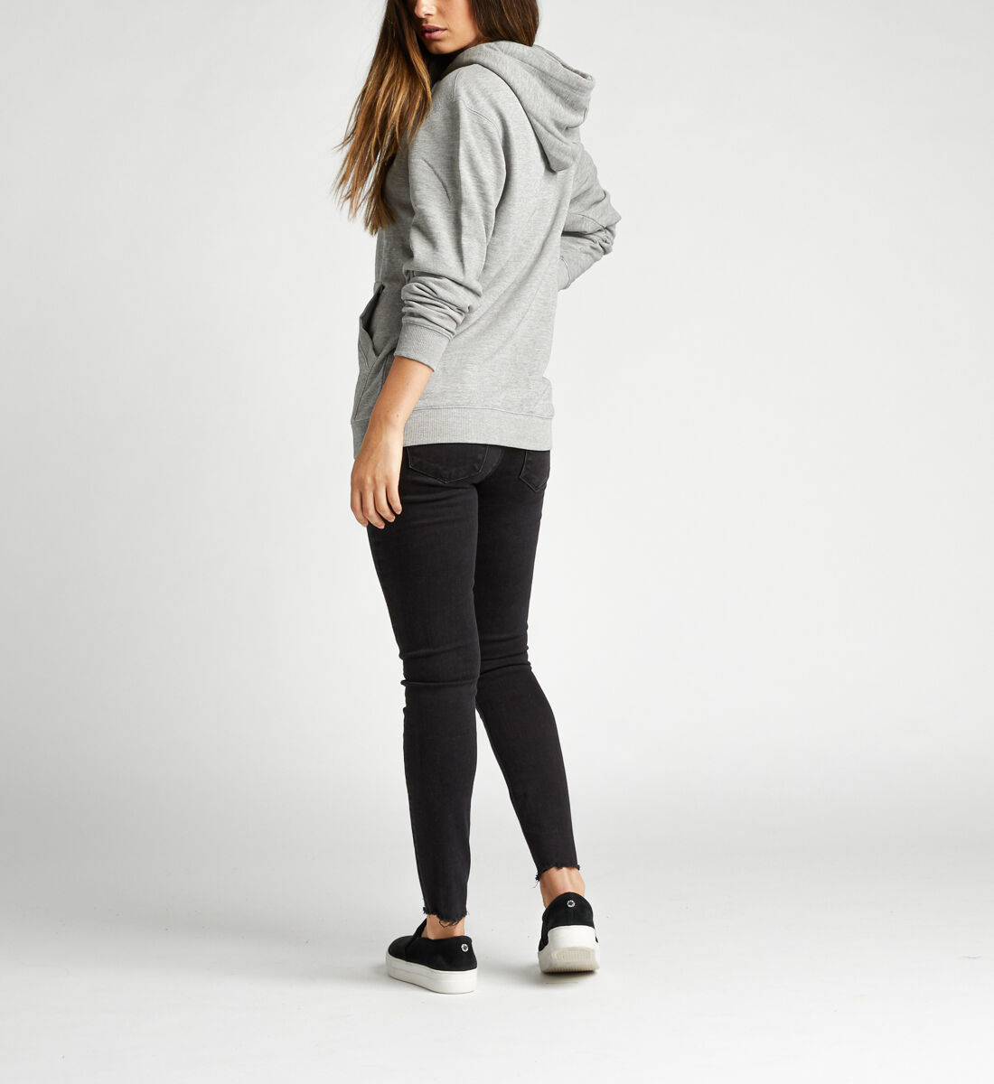 Blue jeans grey hoodie top